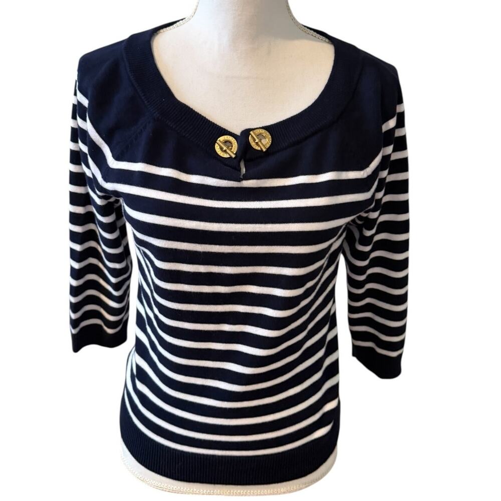 Ralph Lauren LRL Sweater Navy Blue White Nautical Stripe S
